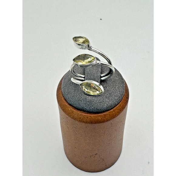 Yellow Elbaite Stone Estate Ring .925 Stone Sz 6 - 3.7 Grams - Beautiful Piece - Picture 1 of 4